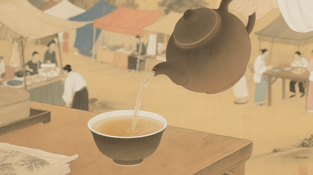 茗园赌市图AI复原